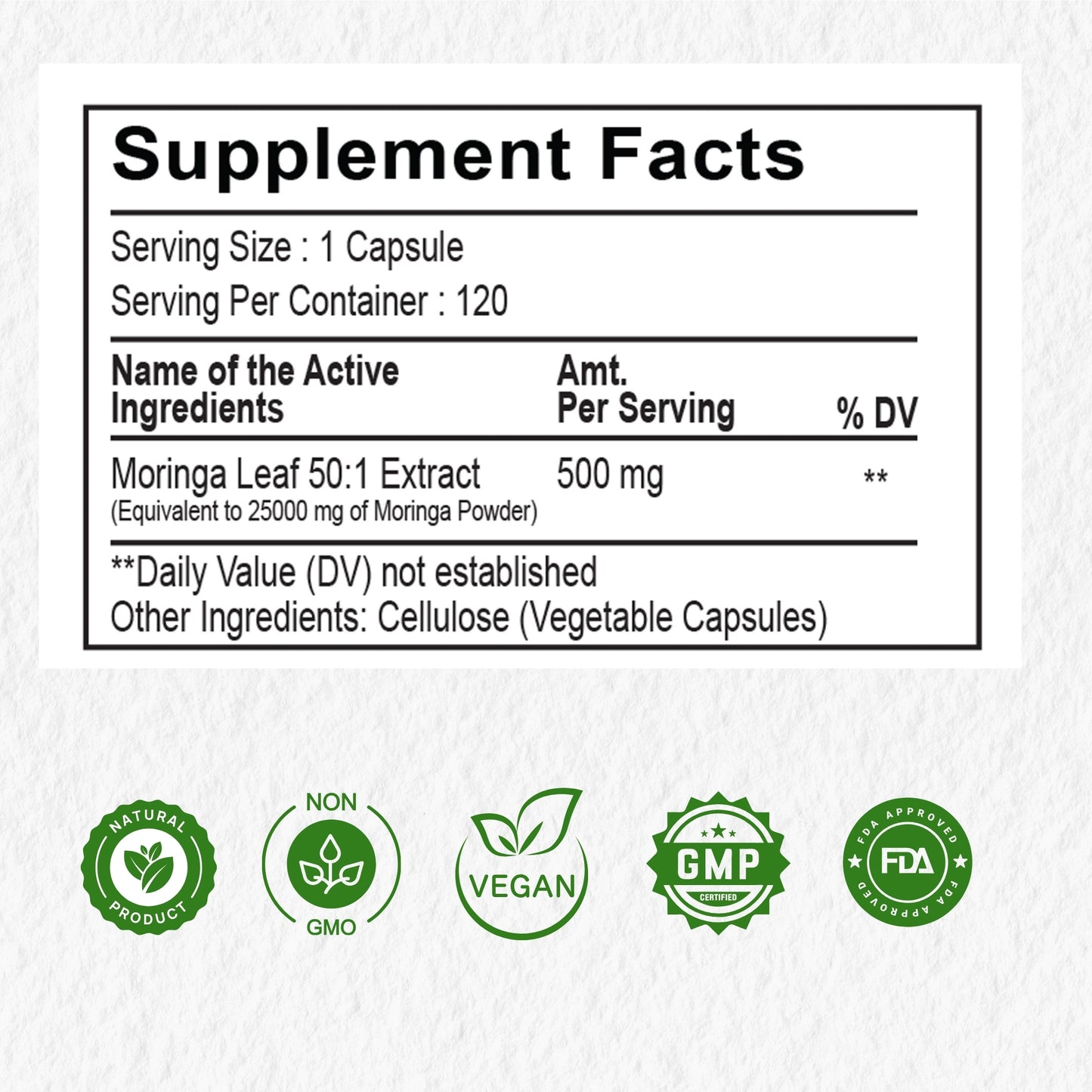 Moringa Superfood Capsules (120 Count)