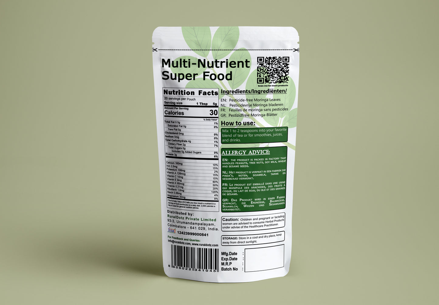 Moringa Leaf Raw Powder (100g)
